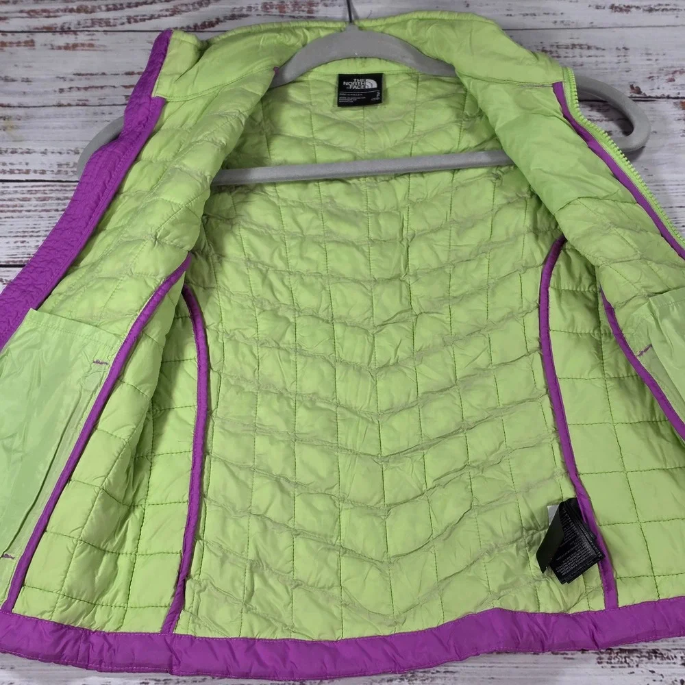 The North Face Thermoball Vest Girl S 7/8 Purple Good Quilted Puffer Lightweight